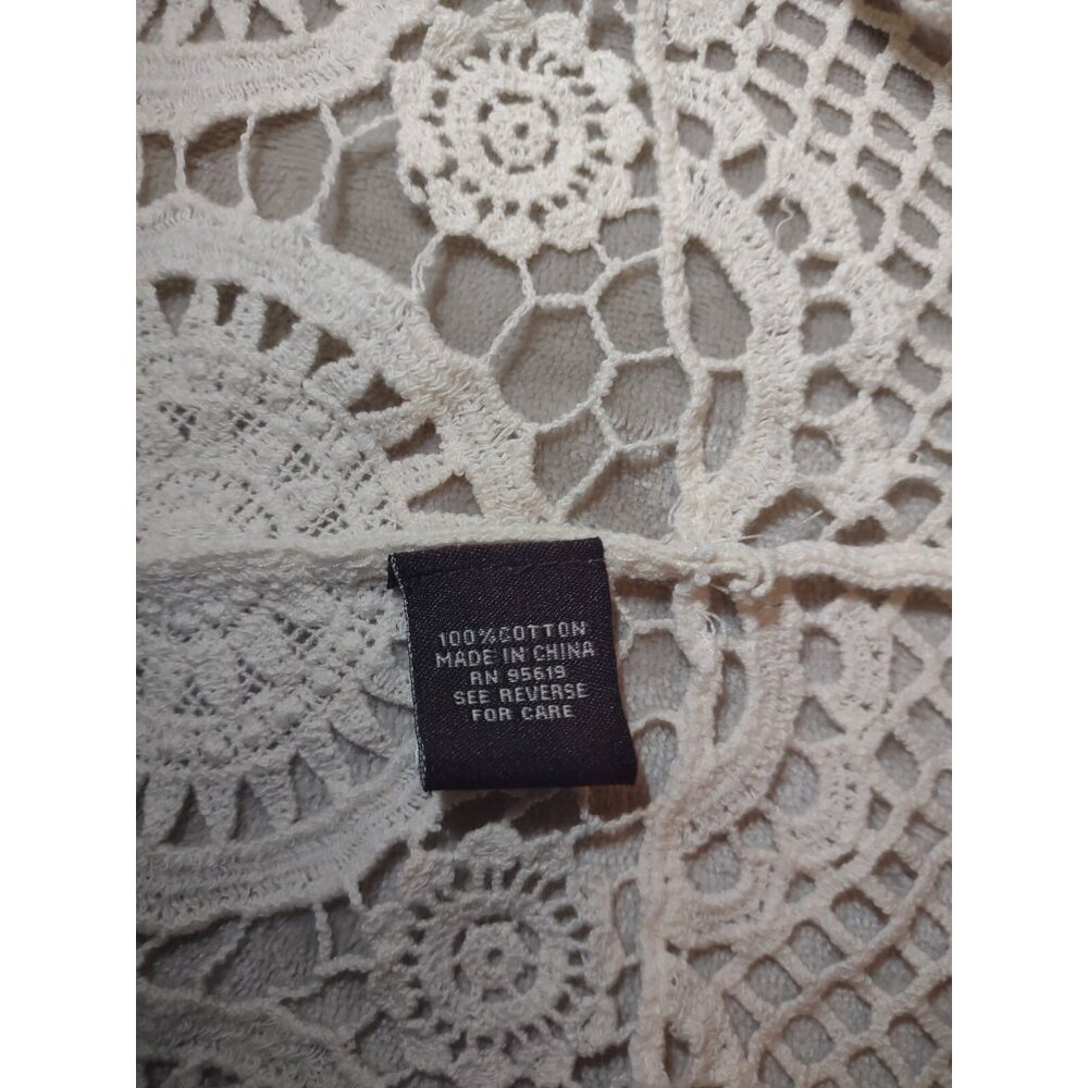 Fever Cream Boho Crochet Lace Tank Top Medium Beachy Coverup - Picture 3 of 8